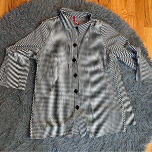 IC By Connie K Black White Gingham Button-Up Shirt Size XXL
